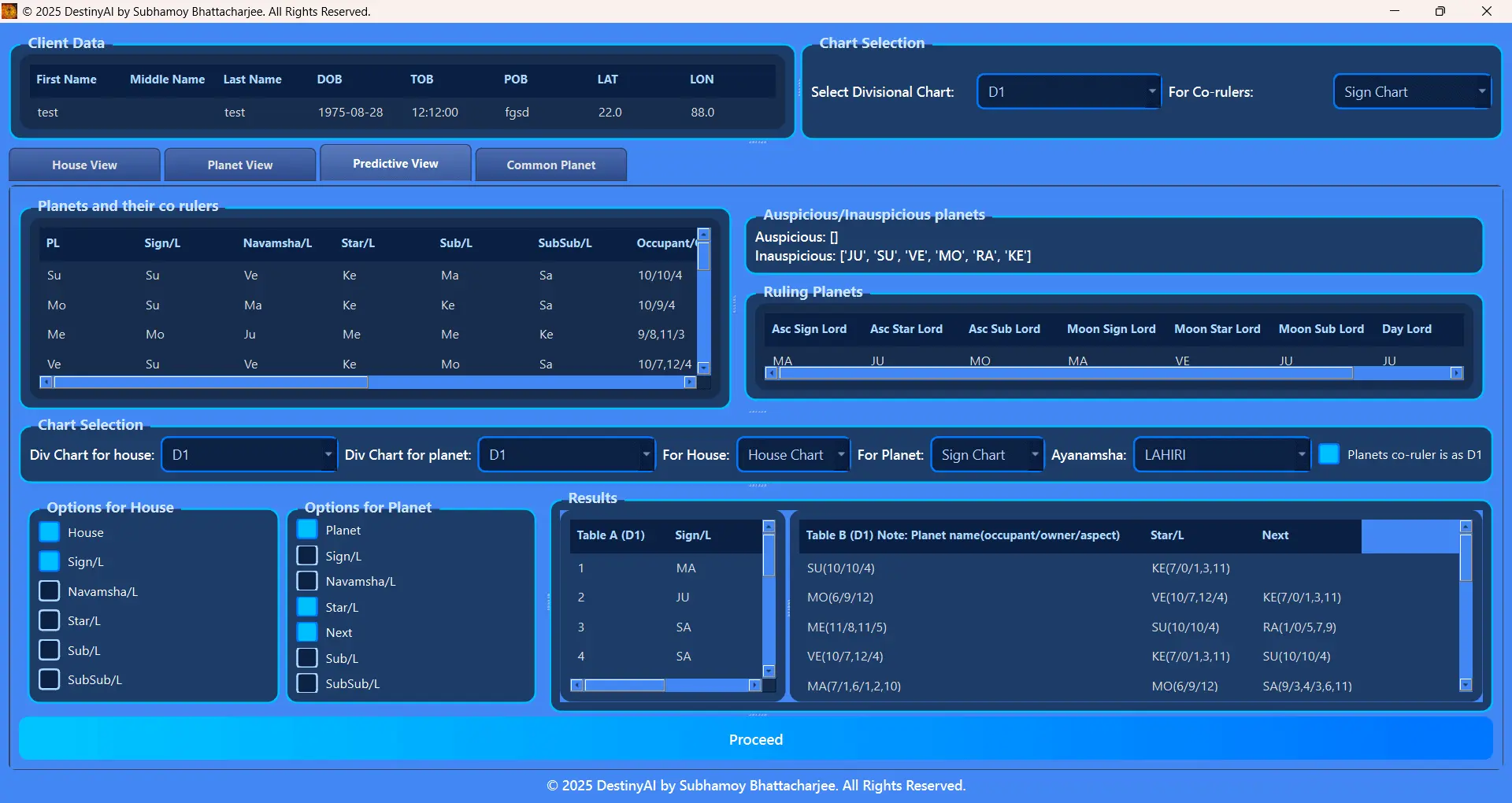 DestinyAI dasha calculator showing precise timing of planetary periods
