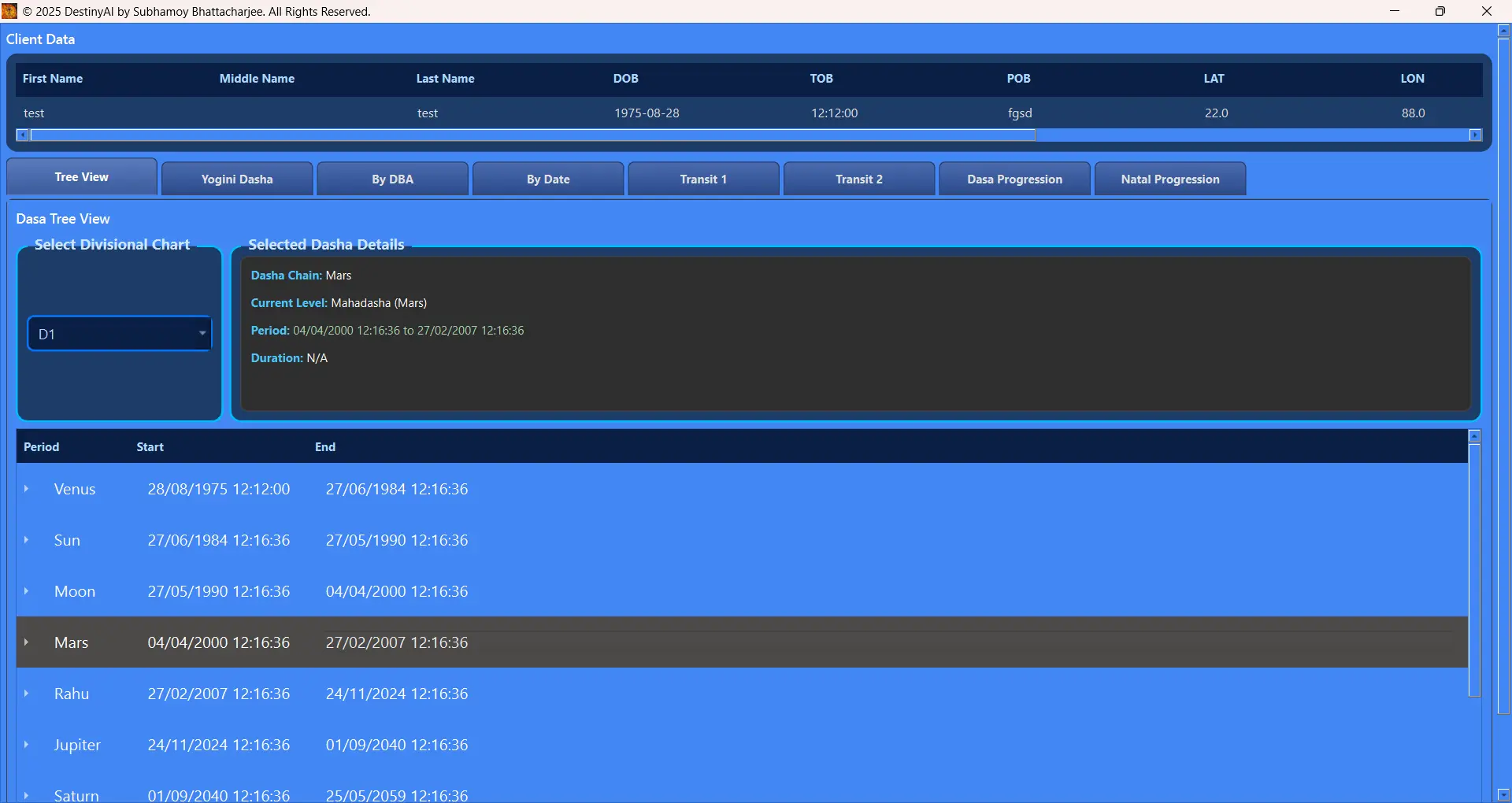 DestinyAI KP system analysis with customizable significators
