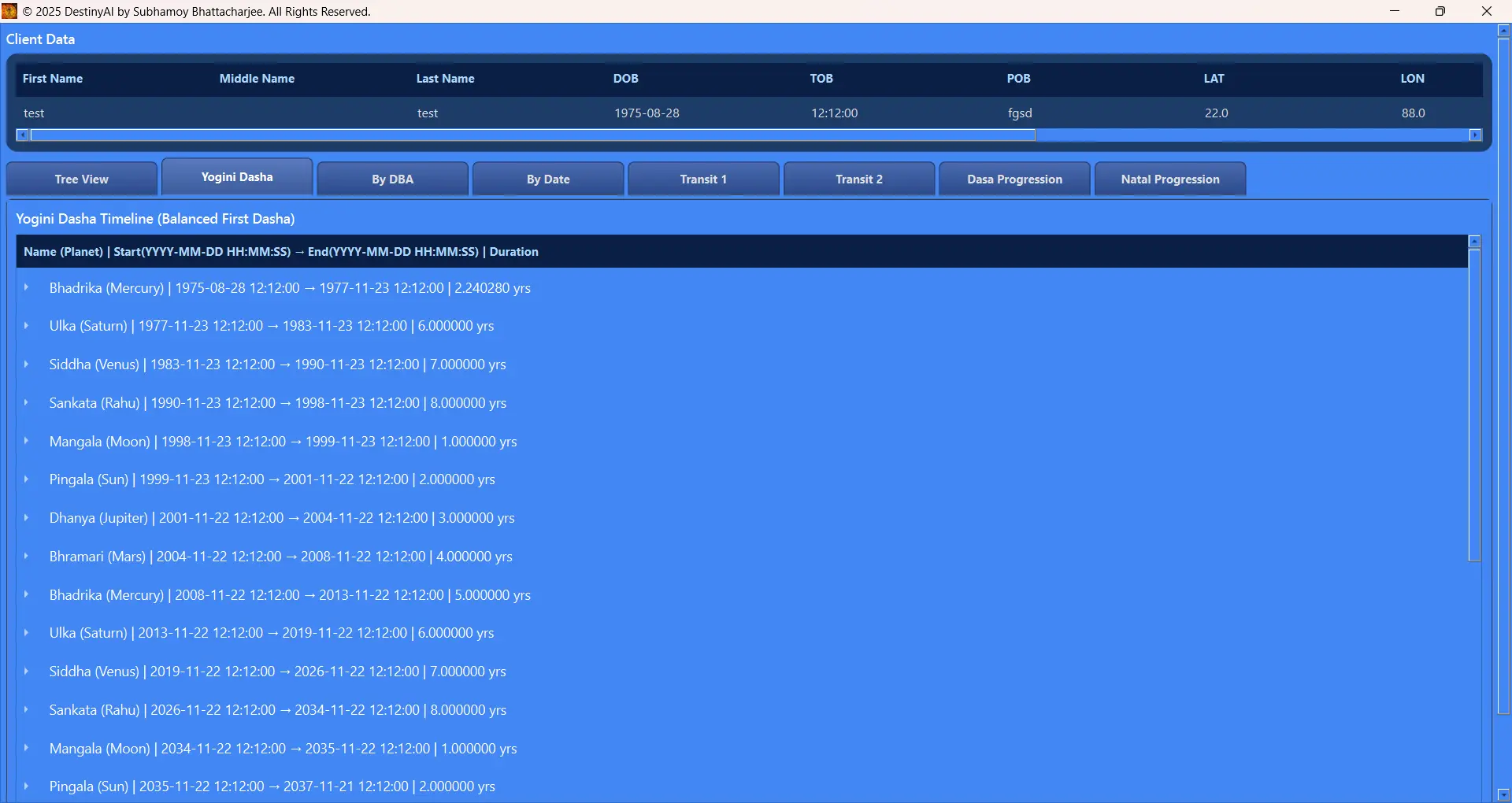 DestinyAI Vedic astrology chart with divisional charts view